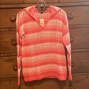 Tommy Bahama crochet knit hoodie sweater